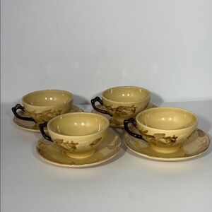 Franciscan Cafe Royale Floral Teacups with Saucers-Vintage-Set of 4